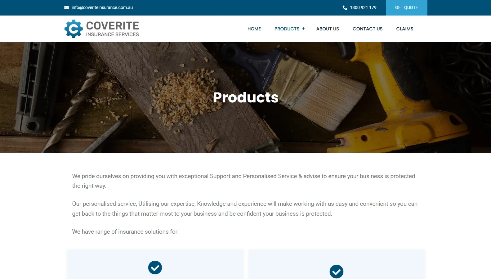Coverite Insurance services section