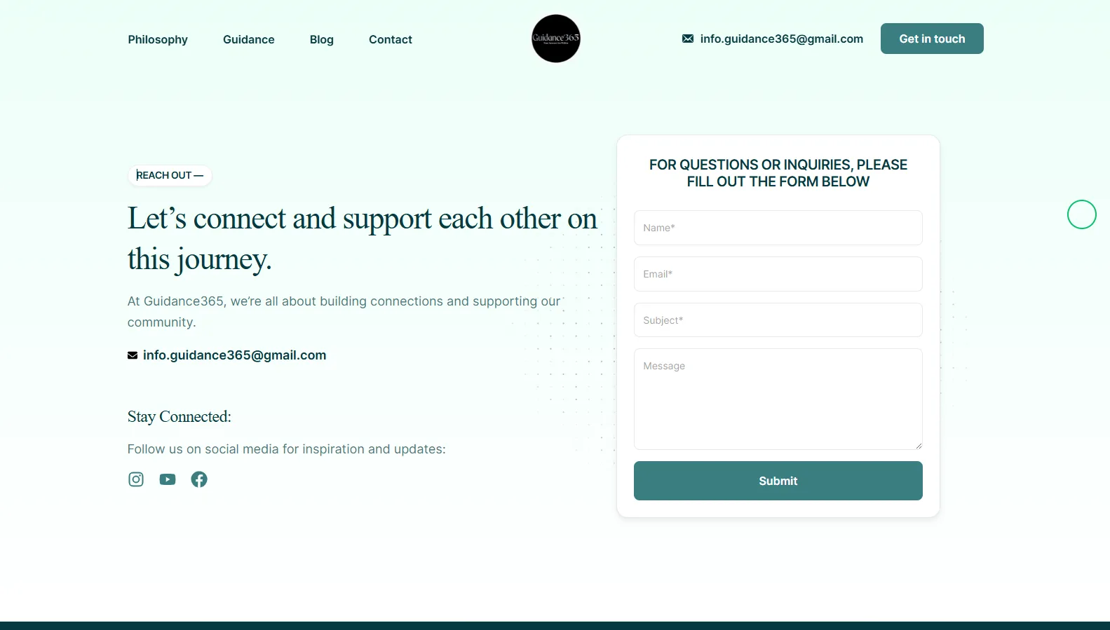 Guidance Three Sixty Five mentorship page